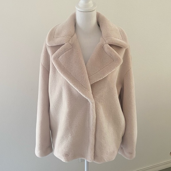 Nordstrom cream faux fur pea coat neutral treasure & bond teddy jacket Small - Picture 2 of 16